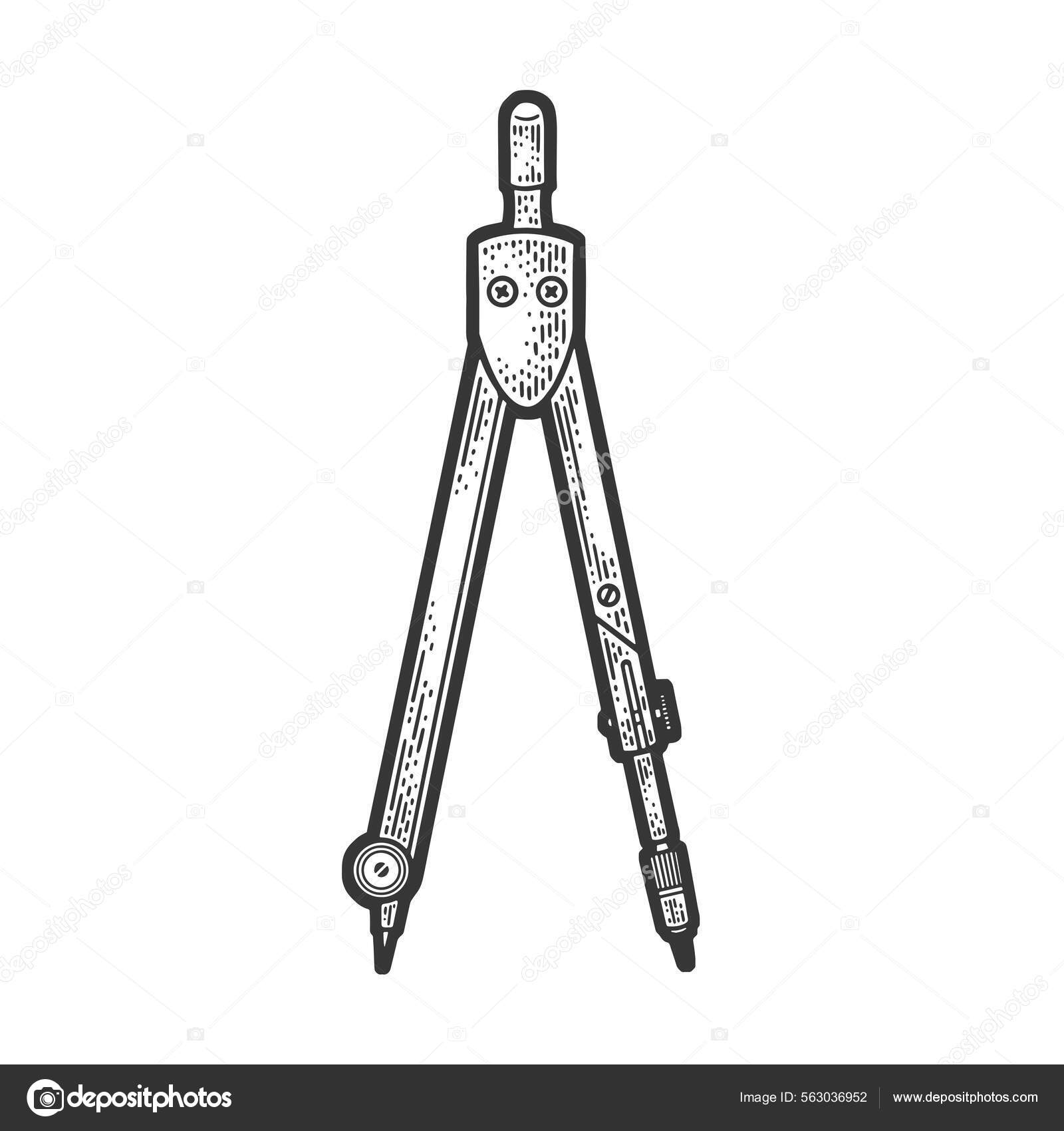 Compass drawing tool sketch raster illustration Stock Illustration by  ©AlexanderPokusay #563036952